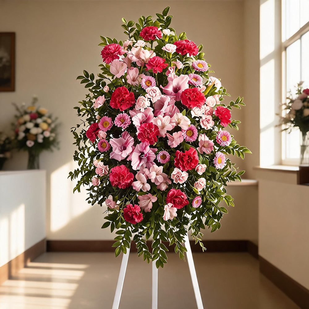 Gerbe Élégante d'Hommage - Roses Roses - Funérailles