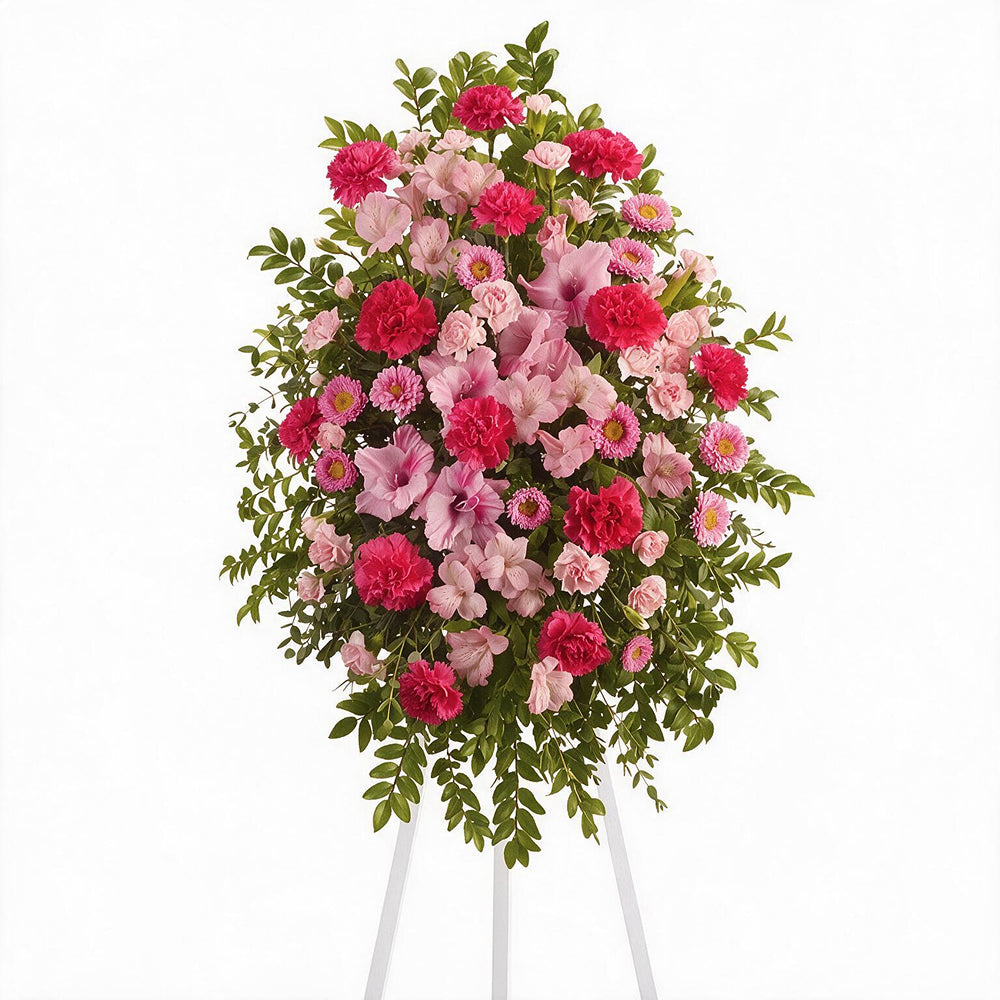 Gerbe Élégante d'Hommage - Roses Roses - Funérailles