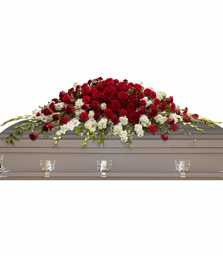 Gerbe Élégante de Roses Rouges et Blanches - Funérailles Fleur Québec