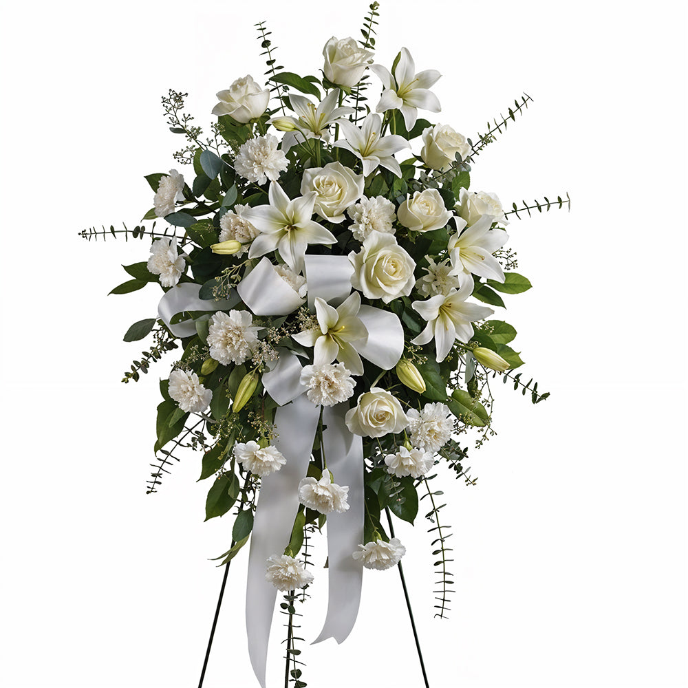Garantissez un Hommage digne : Gerbe Funéraire Lys et Roses Blanches
