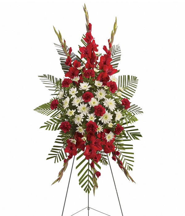 Gerbe moments précieux - Gerbe funéraire rouge et blanche Fleur Québec