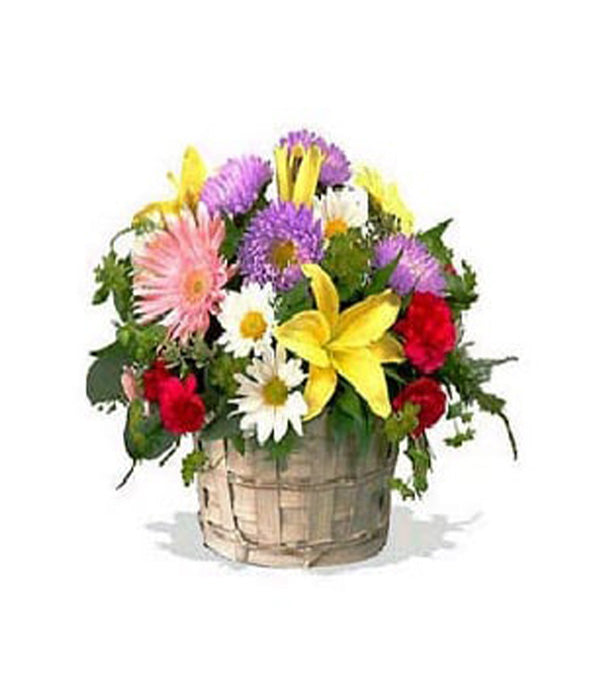Panier-cadeau Vibrant Floral Joy - Livraison de fleurs fraîches