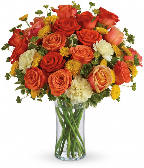 Bouquet de Roses "Citrus Kissed" - Tons Agrumes Fleur Québec 58.99