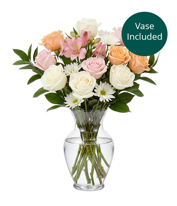 Bouquet pastel Bouton d'or avec vase Fleur Québec
