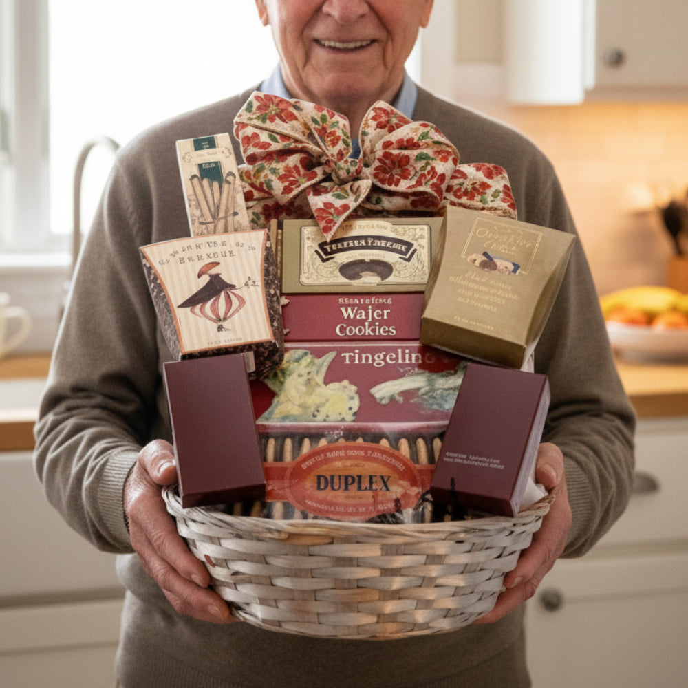 Panier Cadeau Classique - Chocolats, Biscuits, Thés et Cafés - Collection II