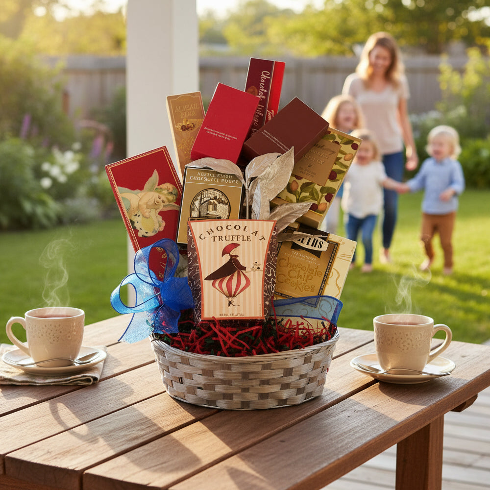 Panier Cadeau Gourmet - Chocolats, Craquelins et Noix - Toutes Occasions