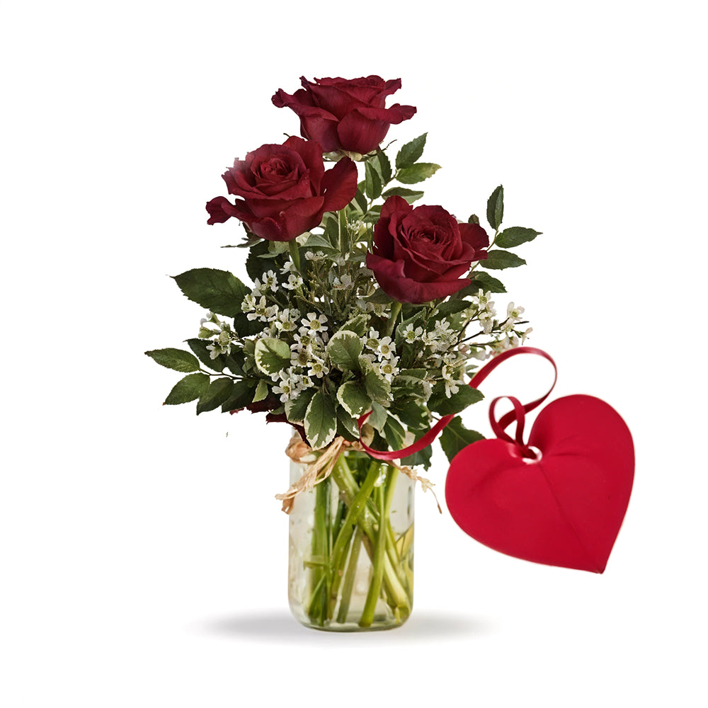 Mason Jar "Sparkling Bouquet" - Red Roses - All Occasions