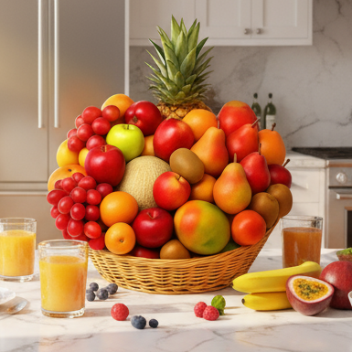 Panier-cadeau de Fruits Supérieur — 24 fruits, noix & cerises Fleur Québec