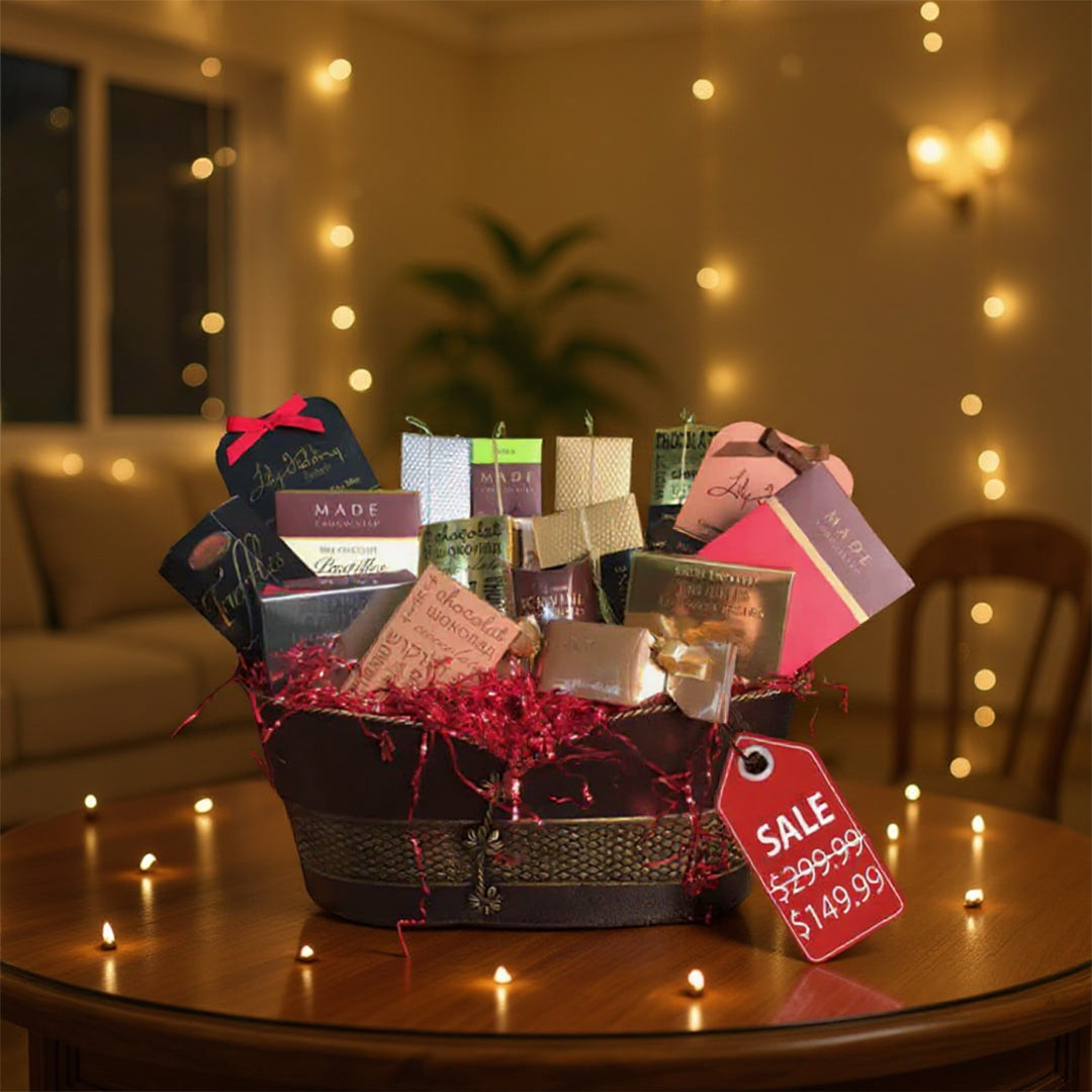 Panier Cadeau Gourmet Chocolat (Lindt, Sorini, Belges) – "Elegance Collection IV"