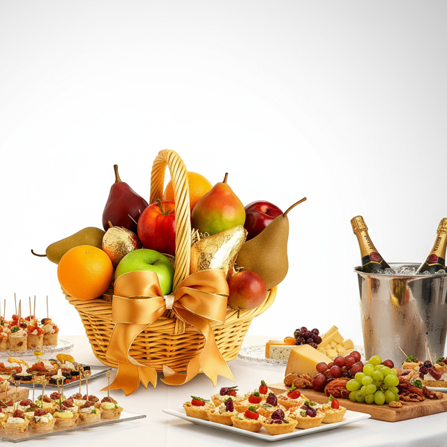 Premium Gift Basket of 10 Fresh Fruits - European Collection