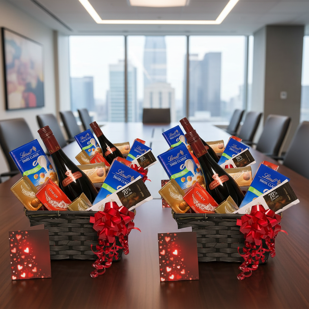 Panier Dégustation Lindt & Vin Rouge (750ml) – Chocolats Belges et Vin Fin en Osier