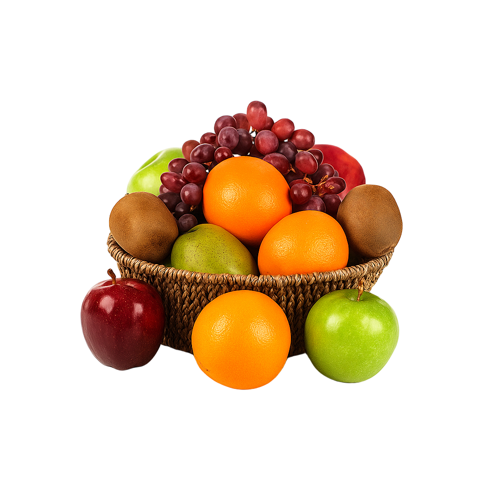 Panier de Fruits Saisonniers | 11 Pièces de Fruits Frais (Poires, Pommes, Oranges, Prunes, Pêches, Kiwis, Mangues ou Raisins)