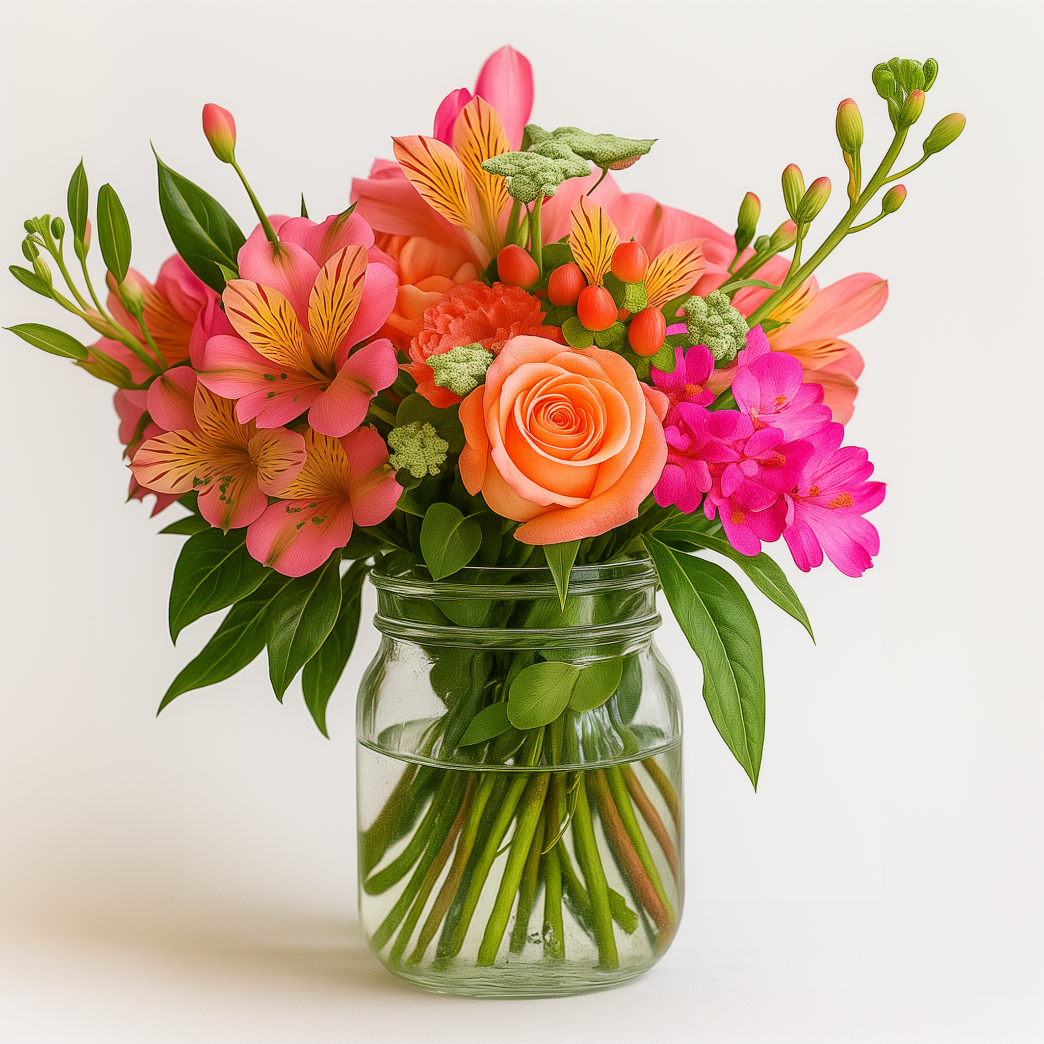 Pot Mason "Lever de Soleil" - Roses Assorties Fleur Québec