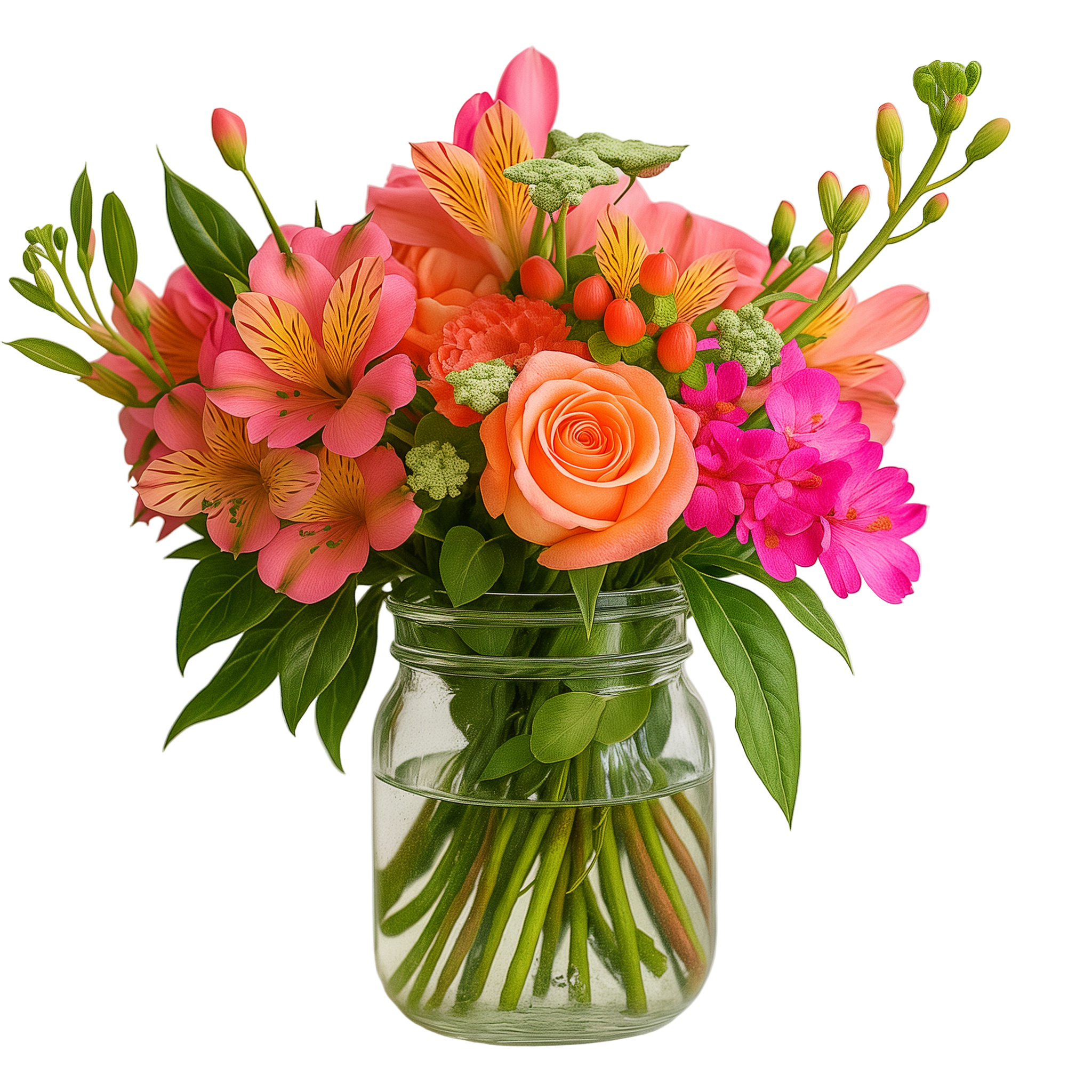 Pot Mason "Lever de Soleil" - Roses Assorties