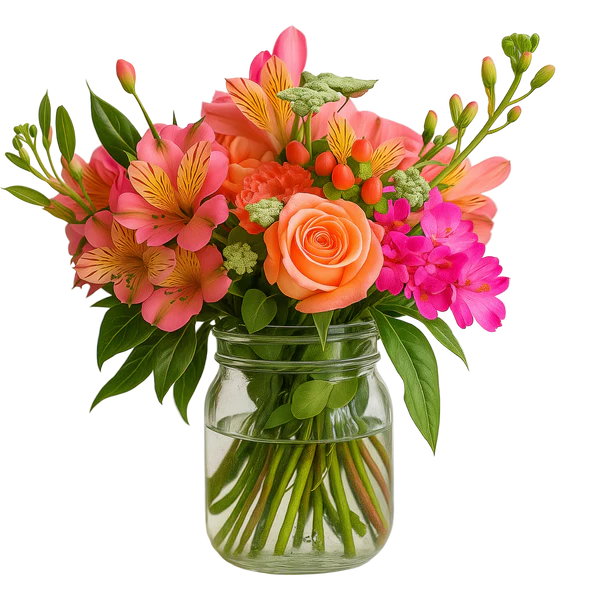 Pot Mason "Lever de Soleil" - Roses Assorties