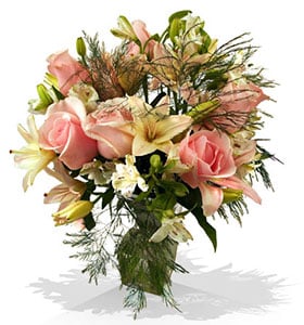 Bouquet Luxury "Pierres Précieuses" - Roses Roses, Blanches et Vertes - Anniversaire Fleur Québec
