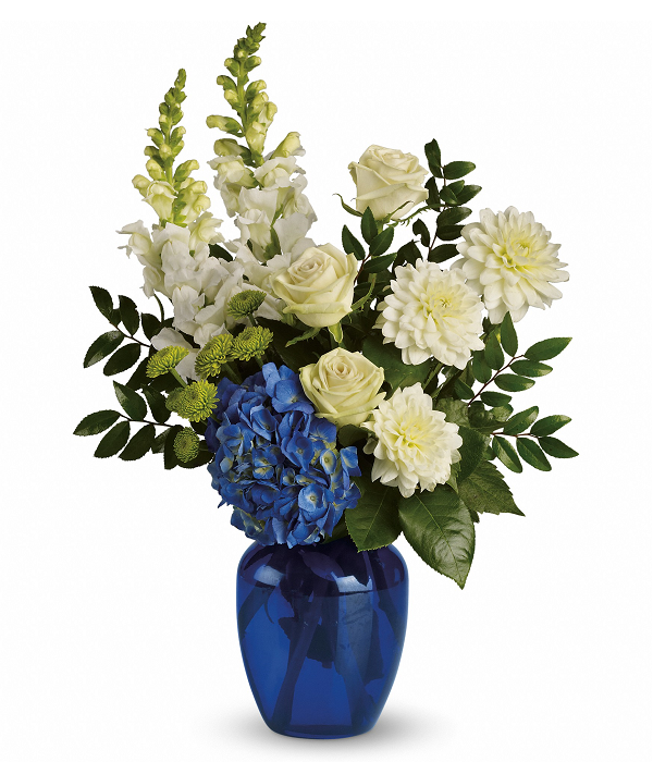 Bouquet "Pure Devotion" - Roses Bleues, Blanches et Crème - Mariage Fleur Québec