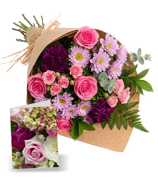 Bouquet rose et violet noué à la main – Collection II