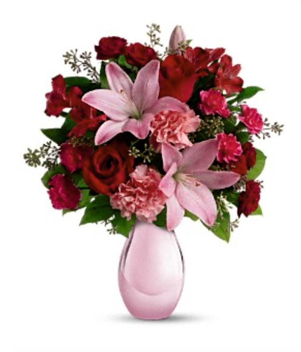 Bouquet "Perles d'Amour" - Roses Rouges et Roses Fleur Québec