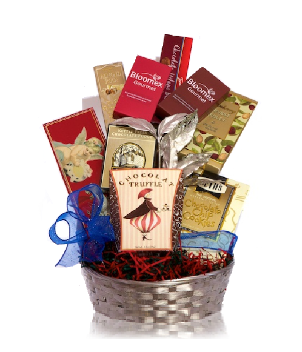 Panier Cadeau Gourmet - Chocolats, Craquelins et Noix - Toutes Occasions Fleur Québec
