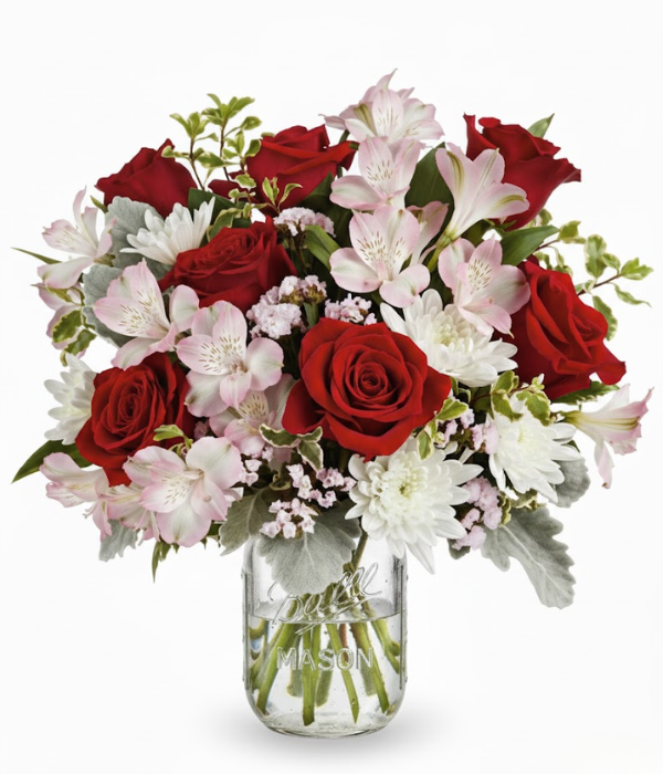 Rose Enneigée en Pot Mason