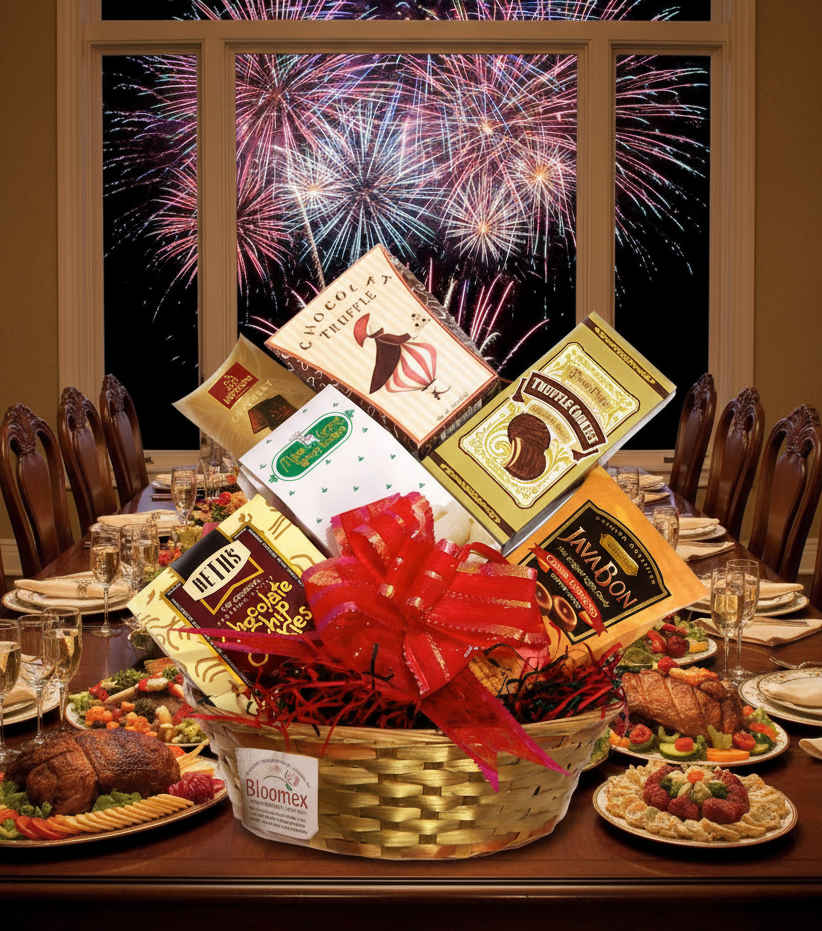 Panier Cadeau "Doux Souvenirs" - Chocolats, Biscuits et Bonbons