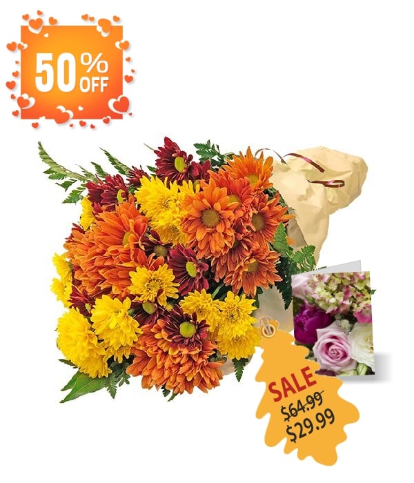 Bouquet lié à la main avec carte Fleur Québec