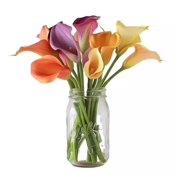 Assorted Calla Lilies in Mason Jar - Flower Delivery New Zealand