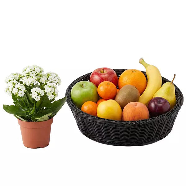 Panier Cadeau de Fruits et Plante Fleurie