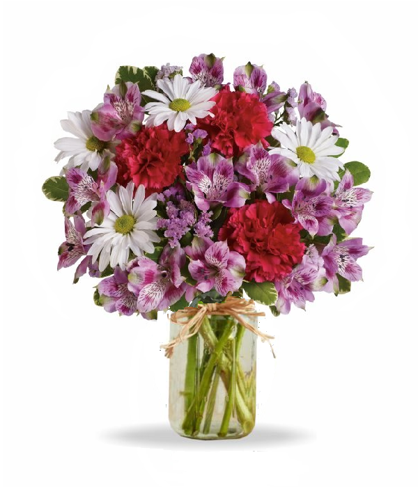 Romantique Mason Jar Arrangement Floral - Blooms of Love