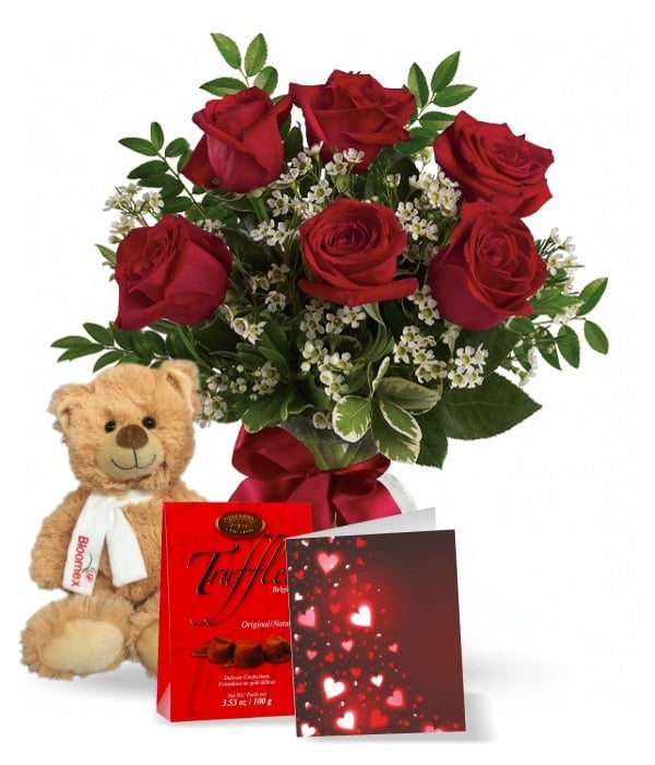 Bouquet de roses chéries - demi-douzaine d’arrangement floral romantique