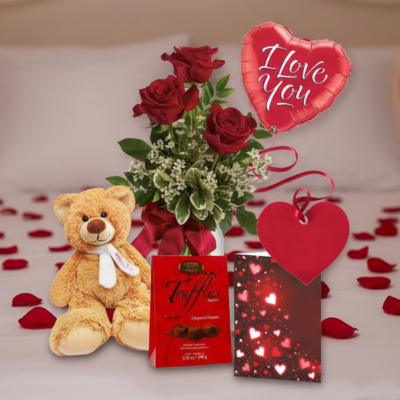 Ensemble Romantique de Roses Rouges "L'Amoureux" - Anniversaire