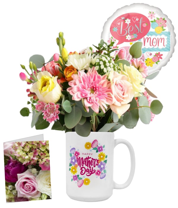 Ensemble "Pour Maman II" - Roses Rouges avec Tasse - Fête des Mères Fleur Québec