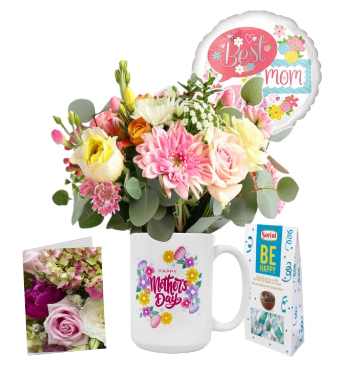 Ensemble "Pour Maman IV" - Roses Rouges avec Tasse - Fête des Mères Fleur Québec