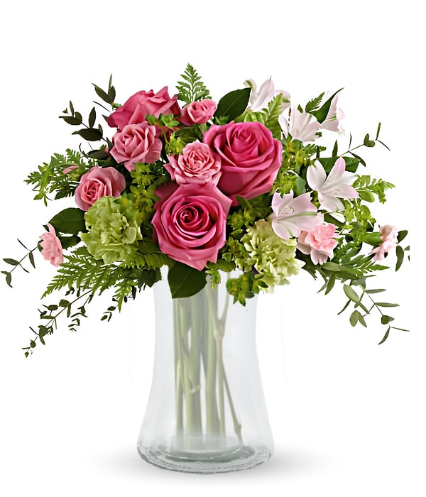 Bouquet de fête vert et rose