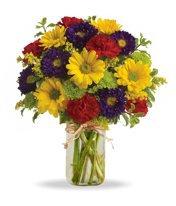 Bouquet de joie vibrant dans un pot Mason