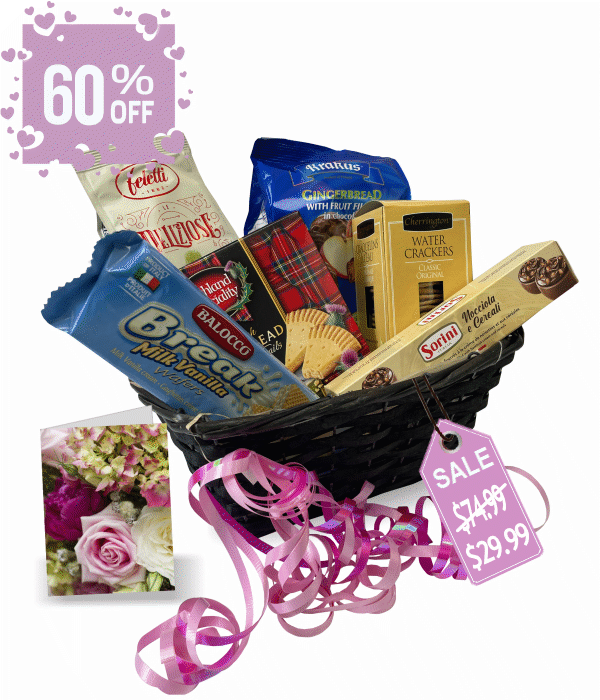 Panier Cadeau Luxury Gourmet - Biscuits et Friandises - Fête des Mères Fleur Québec