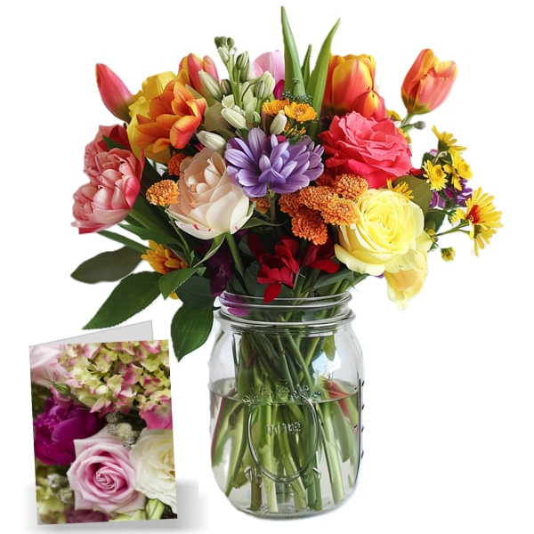 Pot Mason "Quelle Maman !" - Roses Vibrantes et Colorées Fleur Québec