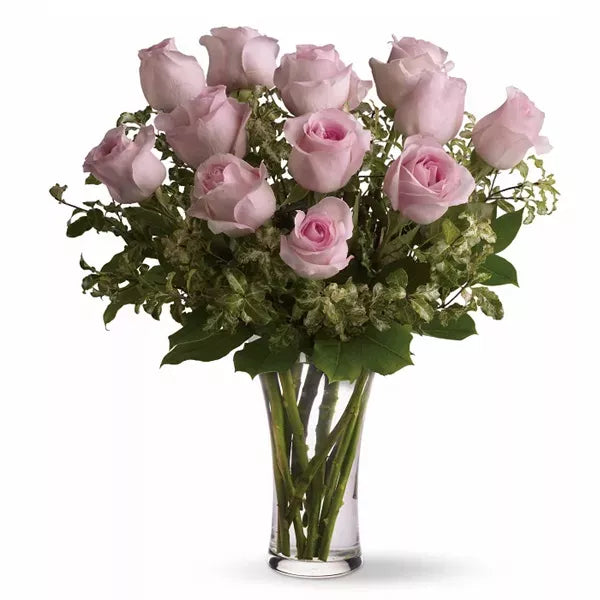 One Dozen Long Stem Pink Roses - Flower Delivery New Zealand