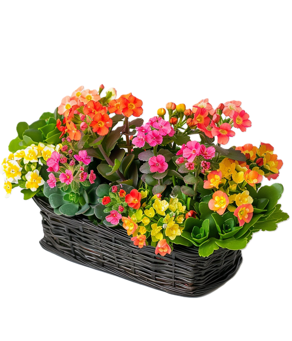 Panier Bambou Noir "Plantapalooza IV" - Kalanchoés Multicolores Fleur Québec
