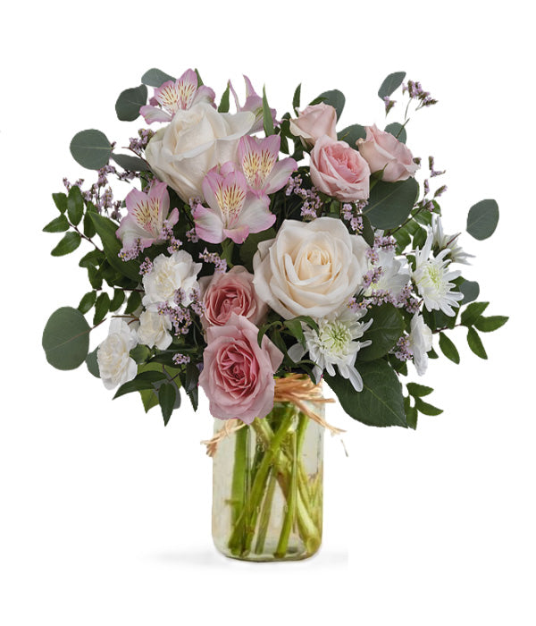 Bouquet "Rose Chic" - Tons Crème et Argenté Fleur Québec