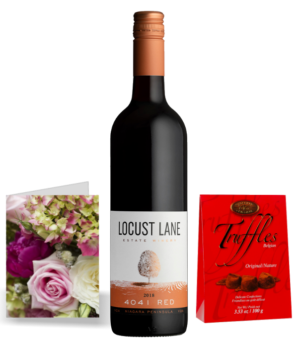 Decadent Vin Rouge Truffes Chocolatées Carte-Cadeau Fleur Québec