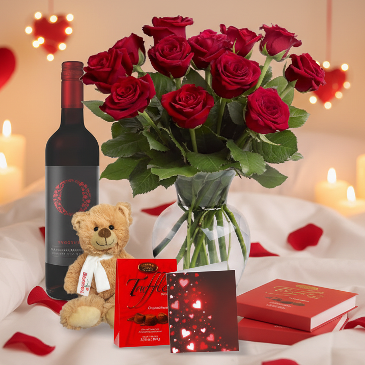 Ensemble Premium Romantique avec du vin IV