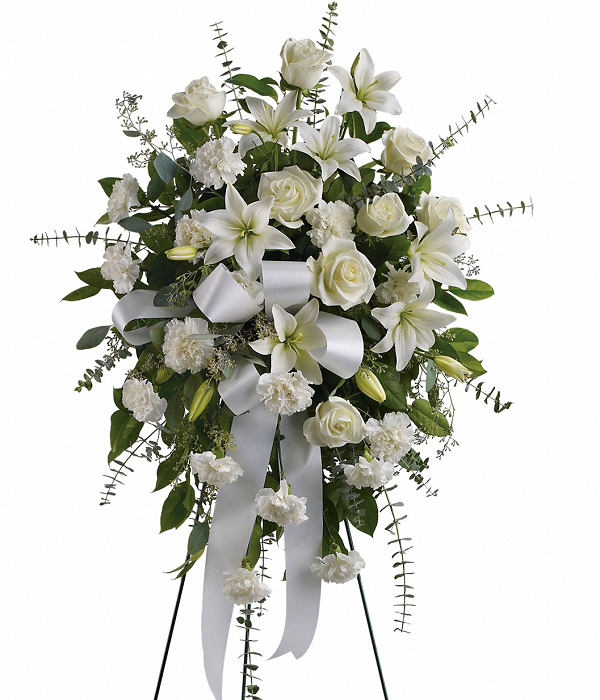 Gerbe de Roses Blanches - Sympathie et Funérailles Fleur Québec