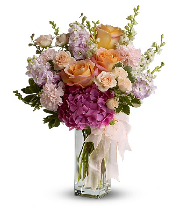 Bouquet Printanier "Équinoxe" - Roses Pêche, Rose Tendre et Vertes - Fête des Mères Fleur Québec