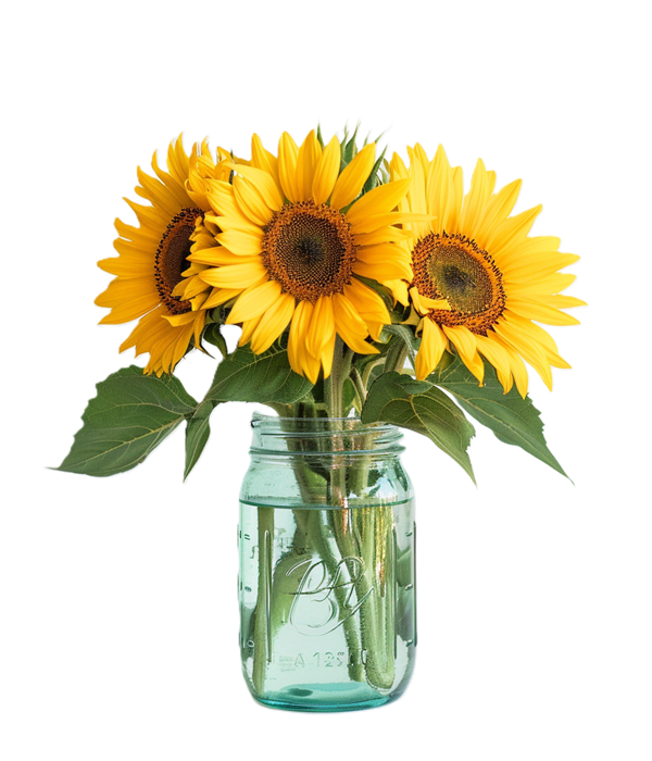 Bouquet de tournesol vibrant dans un pot Mason rustique