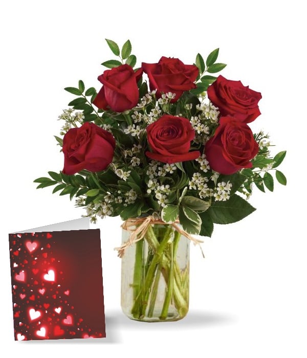Charmante Sweetheart Roses dans un pot Mason rustique - cadeau floral parfait