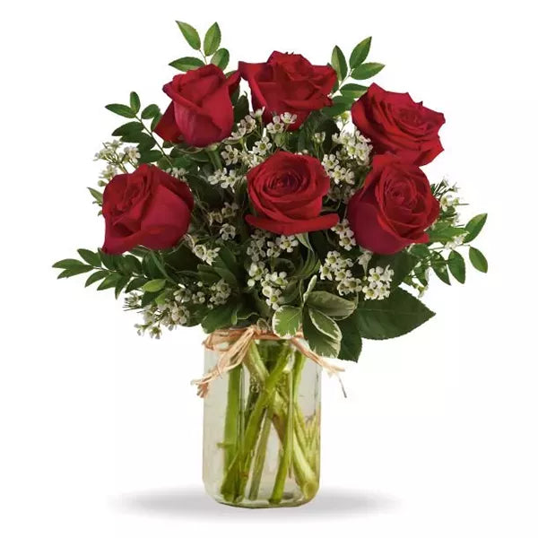 Sweetheart Roses in Mason Jar - Flower Delivery New Zealand
