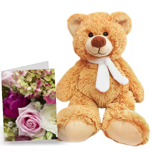 Coffret cadeau exclusif ours en peluche et carte de souhaits Fleur Québec