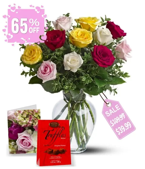 Ensemble Premium de 12 Roses Rouges "Pour Le Plaisir" - Anniversaire Fleur Québec